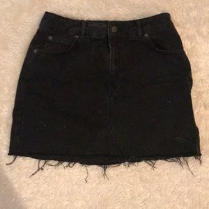 Topshop distressed black jean skirt